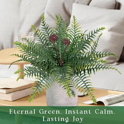 Artificial Boston Fern Potted Plants, 2 Pcs 15'' Fake Greenery Shrubs Plants in Pot for Home Office Living Room Desk Shelf Indoor - color: Green-2pcs