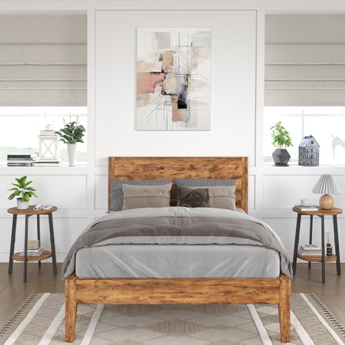 sthmec Side Table, Small Round End Table with Storage Shelf for Small Space, 2-Tier Bedside Table Sofa Couch Table, Round Accent Table Nighstands for Living Room, Bedroom, Rustic Brown - color: Rustic Brown