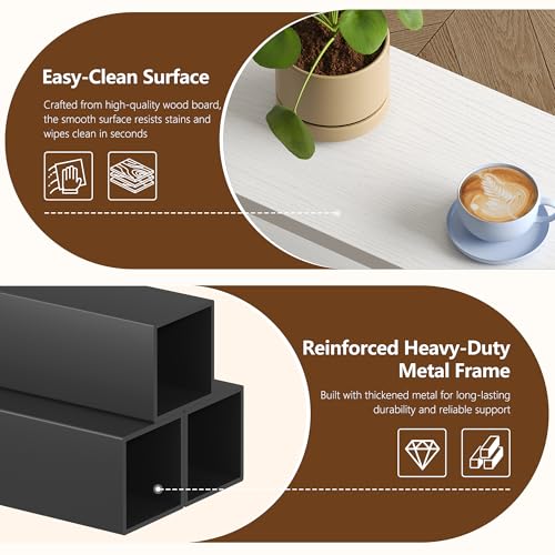 Heybly Small Narrow Side Table for Small Space, Thin Bedside TableHET006WT1 | Thin Bedside Table, Slim Sofa Table, 26.4" Tall Nightstand, Couch Table for Living Room, Bedroom, Balcony, White - color: White-adjustable Height
