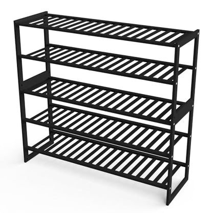 Jripae 5 Tier 32.5*10.5*30.3in Bamboo Shoe Rack for Closet Entryway Bedroom | Stackable Shoe Shelf Holder for Men/Women Hallway/Garage, Bookshelf, Flower Rack, Home Space Saving - size: 5-tier-long/32.5*10.5*30.3in