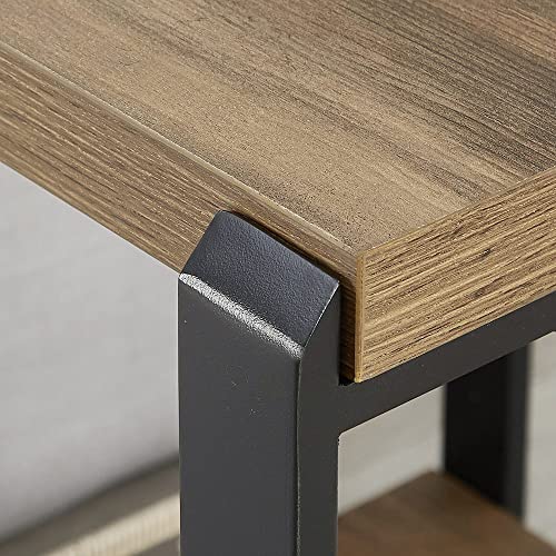 FOLUBAN Industrial End Table, Square Side Table with Storage Shelf for Living Room, Wood and Metal Nightstand, Oak - color: Oak
