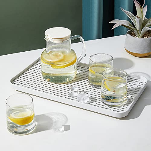 Cup Drying Rack & Dish Drying Tray, Drain Board for Small Kitchen Sink, Dish Drain Tray Large Enough for Counter or Coffee Table, Big White Dish Drying Mat - size: 8.85W x 15.35L