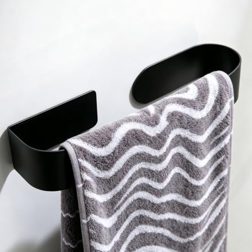 Taozun Hand Towel Holder Black 8.6" Self Adhesive Towel Bar Stainless Steel | No Drill, Unique Square-Round Design, Strong Design Sense, for Bathroom/Kitchen/RV, Renter Friendly, Heavy Duty - color: Black, size: 8.66-inch