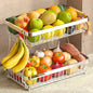 Sevenblue 2-Tier Fruit Basket with Banana Hangers, Detachable Metal Bowl | Wooden handle, protective mats included. Versatile holder for bread, snacks, and veggies. Extra Large 2 tier metal design. - color: Silver, size: 2 Tier Extra Large