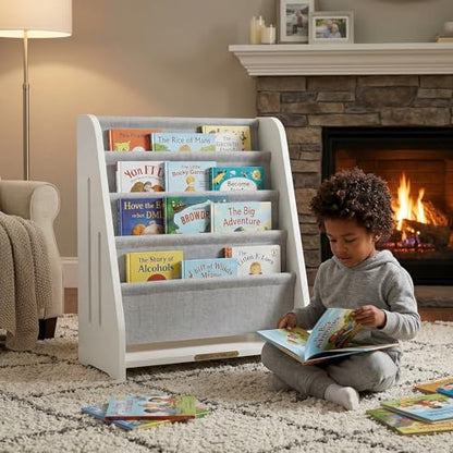 Perugina Wood Kids Bookshelf 5Tier(White) | DutchDesign Montessori Nursery Toddler Baby Book Shelf kidsroom - color: Milkywhite