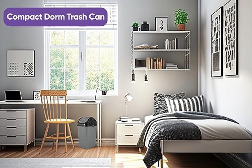 Superio Office Trash Can with Lid 9 Gallon Kitchen Garbage Can Bedroom Waste Basket 37 Qt. Swing Top Trashcan Plastic Durable Waste and Recycle Bin (2, Grey/Black) - size: 9 Gallon
