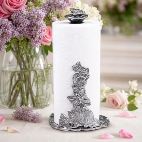 Arthur Court Butterfly Paper Towel Holder - Decorative Aluminum Design for Kitchen Countertop - 13 Inch Tall with Weighted Base - size: Butterfly