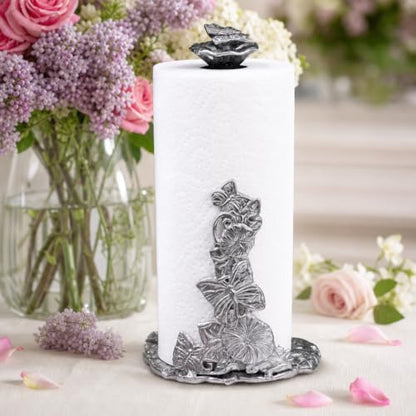 Arthur Court Butterfly Paper Towel Holder - Decorative Aluminum Design for Kitchen Countertop - 13 Inch Tall with Weighted Base - size: Butterfly