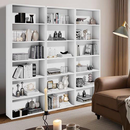 GRUSIGN 71" Tall 6-Tier Bookshelf, Large Open Display Bookcase with Ample Storage, Floor Standing Book Shelf for Living Room, Home Office, Bed Room, White - color: White