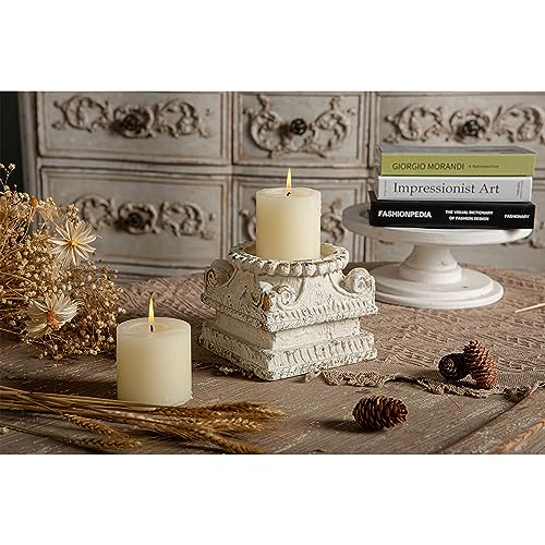 SOFE Column Pedestal Stand for Decoration Display, Distressed White Small Plant Stand, Large Candle Stand, Column Side Table, Classic Plinth Bases for Wedding Party Home Garden