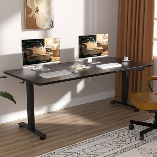 Veken 63×23.6 Inch Large Electric Standing Desk, Gaming Table, Black | Height Adjustable Sit Stand Up Computer Tables for Home Office, Study , Writing, Suit students, employees and group work - color: Cyber Black, size: 63×23.6 Inch