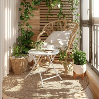 TeoKJ Folding Outdoor Side Tables, Anti Rust Small Patio Table Round Metal Nightstand with Flower Cutouts for Porch Yard Balcony Deck Lawn, White - color: White