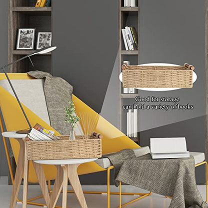 STOBSK Round Paper Rope Storage Basket with Handle, Beige, 14.5in x 6.6in x 3.74in - color: Beige