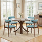 CHUN YI Dining Chairs Set of 4, Upholstered Solid Wood Dining Room Chairs, Mid Century Modern Fabric Kitchen Chairs with Ergonomic Curved Back, Blue (Only Chairs) - color: Blue, size: Set of 4