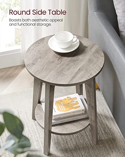 VASAGLE MAEZO Collection - Side Table, 2-Tier Small Round End Table, Nightstand with Tapered Legs, Curved Transitions, for Small Spaces, Living Room, Bedroom, Heather Greige ULET283T02 - color: Heather Greige, size: 1 pack