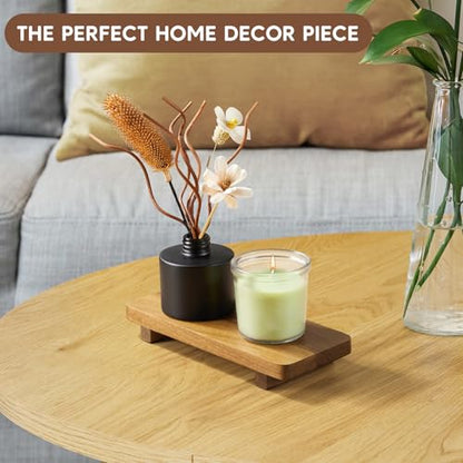 X-Small Acacia Wood Bathroom Tray Pedestal Stand Farmhouse Kitchen Decor Decorative Wooden Riser Soap Dish Sponge Holder for Vanity, Counter, Sink, 8.6" x 3.6" - size: X-Small:8.6" x 3.6"