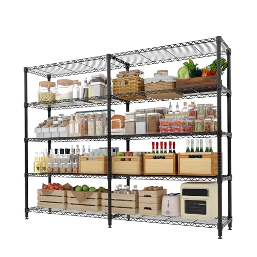 Garvee 71"Wide Storage Shelves Metal Shelving Units 5 Tier, Wire Shelving Rack 1325LBS Heavy Duty Adjustable for Storage, 71"W x 15.8"D x 70.5"H Standing Shelf Unit, for Kitchen Garage Pantry Basement - size: 70.5"Hx15.7"Dx71"W, 5-Layer