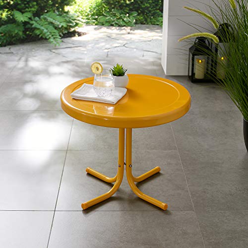 Crosley Furniture Griffith Weather Resistant Retro Metal Outdoor Side Table for Patio, Deck, Porch, Tangerine - color: Tangerine