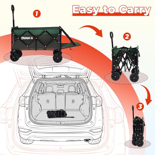 Foldable Wagon with Tailgate,12 lb Lightweight Small Utility Cart | Garden, Grocery, Beach, Camping, Portable Use, Green - color: Army Green