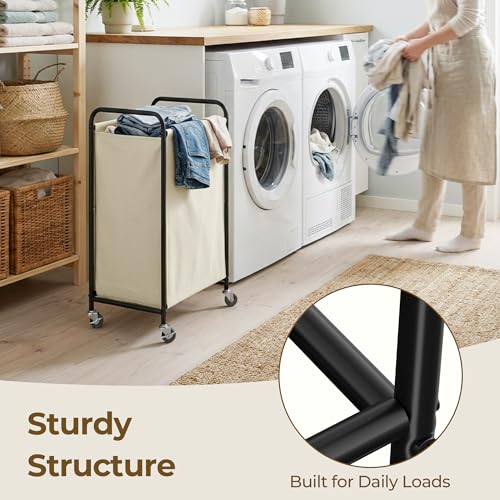 GRANNY SAYS 110L Laundry Hamper, Large Laundry Basket with Wheels and Handles, Durable and Sturdy Rolling Cart for Laundry Room, Bathroom, Bedroom, Beige - color: Beige, size: 110L