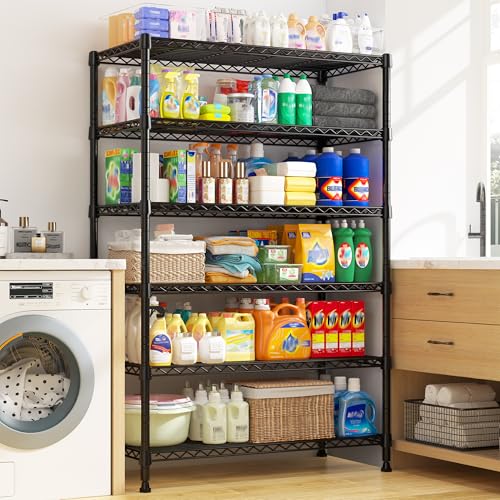 REIBII 71" H Metal Shelves 6 Tier Storage Shelves 1200LBS Adjustable Shelving Units and Wire Shelving Unit Storage Rack Shelf Metal Shelving, 71" H x 29" W x 14" D - size: 6 Tier-14"D x 29"W x 71"H