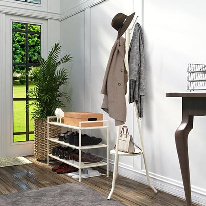 Simple Houseware Freestanding Coat Rack with Shelf, 9 hooks, White - color: White, style: Modern