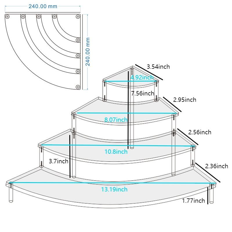 Gonice Small Clear Acrylic Display Riser, 4 Tier Desktop Display Stand for Mini Figurines, Doll Corner Shelf for Home, Office - size: 4tier