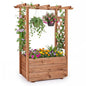 Giantex Raised Garden Bed with Sided Trellis & Roof, 31”x16”x41” Wood Elevated Planter Box, Freestanding Garden Planter Raised Bed for Flowers Herbs Climbing Vines,Brown,1 - color: Brown, size: 31”x16”x41”