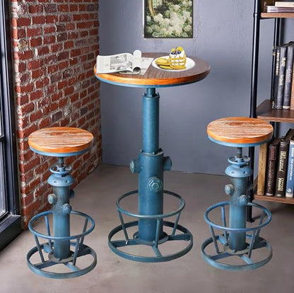 Topower Industrial Bar Table 38.58-48.43" Adjustable Pub Table Kitchen Dining Coffee Bistro Table Antique Blue - color: Antique Blue