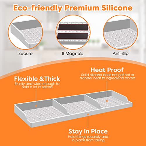 Hydream Stove Top for Silicone Shelf,30 Inch Magnetic Shelf Over the Stove Spice Rack of,Kitchen Organizer Magnet Above Stovetop Flat Back of Storage Suctioned-Light Grey - color: Light Grey