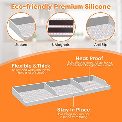 Hydream Stove Top for Silicone Shelf,30 Inch Magnetic Shelf Over the Stove Spice Rack of,Kitchen Organizer Magnet Above Stovetop Flat Back of Storage Suctioned-Light Grey - color: Light Grey