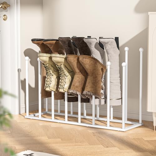 pickpiff Free Standing Shoe Racks - 19.5 Inch White Metal Boot Rack Organizer Tall Boots for Dorm Room, Closet, Entryway, Bedroom, Patio Outdoor, Hallway, White, Shoe Storage Fit for 8 Pairs - color: White, size: High Poles - Large for 8 Pairs