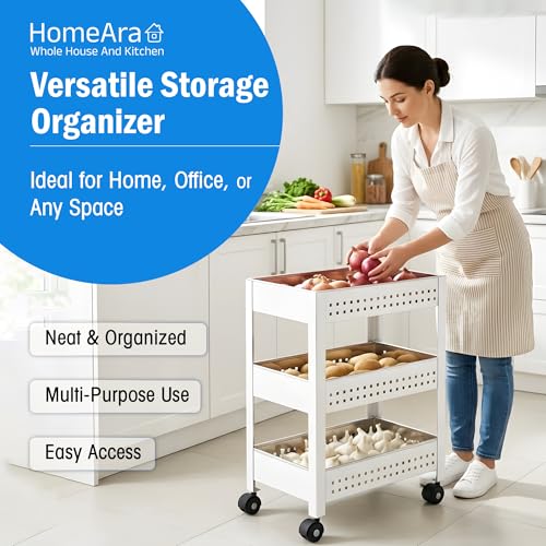 3-Tier Rolling Utility Cart with Wheel, Stainless Steel Storage Trolley Organizer for Kitchen, Bathroom, Portable Multi Purpose Storage Rack Shelf, Movable Laundry Organizer Cart (Silver) - size: 3 - Tier