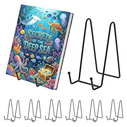 6Pcs 6Inch Steady Metal Book Stand for Display, Classroom Must Haves | Multipurpose Books Holder Easel, Steady on Desk, Back to School Teacher Supplies - size: 6 Inch