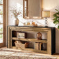 Tribesigns 63" Long Console Table, Farmhouse 3-Tier Entryway Table with Storage, Narrow Wooden Sofa Table Behind Couch, Living Room, Hallway, Foyer, Brown & Black
