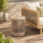 IRONORA Outdoor Rattan Rope & Acacia Wood Side Table - Patio Balcony Furniture for Garden, Yard, Balcony - Weather Resistant - color: 15-inches Beige