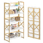 4NM 5 Tiers No Assembly Book Shelves, 51.2" H Folding Bookshelf Bookcase Open Industrial Foldable Shelves for Bedroom, Living Room, Home Office - White Gold - color: White Gold, size: XX 5-Tier