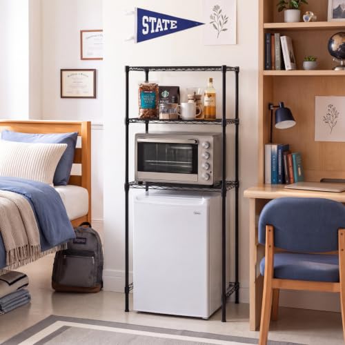 Yaocom Mini Dorm Fridge Shelf Stand with Storage, Over Mini Fridge and Microwave Stand ,Carbon Steel Adjustable Refrigerator Storage Organizer for Dorm Room Apartment Kitchen(Black,3 Layer) - color: Black, style: 3 Layer