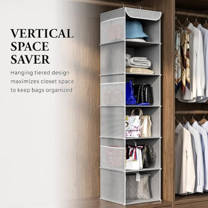 Simple Houseware 6 Shelf Hanging Closet Organizer, Gray - color: Grey, size: 6 Shelf