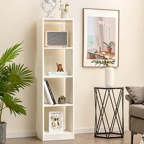 Tangkula 4 Cube Bookshelf, Freestanding 5 Tier Open Bookcase, Modern Cube Storage Organizer with Anti-toppling Device, Multipurpose Wooden Display Shelving for Living Room Study Office (1, 4-Cube) - size: 4-Cube