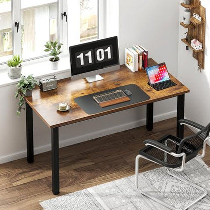 Need 47 inch Computer Desk, Rustic Top, Black Metal Frame, Modern Simple | Home Office Desk, Basic Sturdy Writing Table, Adjustable Feet, Water-Resistant, Dorms & Bedrooms, Easy Assembly, Game & Study - color: Rustic Brown, size: 47 inches