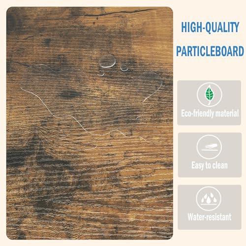 MMEOLUOOK Large End Table Square Side Table Modern Sofa Table 20 Inch Industrial Coffee Table NightStand with 2-Tier Storage Shelf for Living Room Bedroom Rustic Brown MLBZ06R - color: Rustic Brown