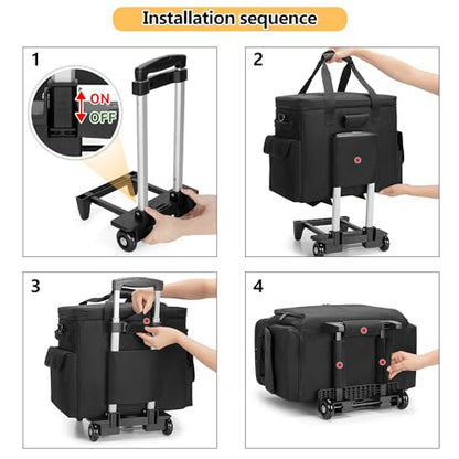 Trunab Rolling Scrapbook Tote with File Pocket & Trolley, Craft Organizer | Expandable File Pocket, Detachable Trolley, Padded Sleeves for 15.6" Laptop, Scrapbooking Supplies & Art Tools - color: Black