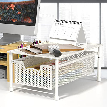 Simple Houseware Stackable Cabinet Basket Drawer Organizer, White - color: White, size: 1-Tier