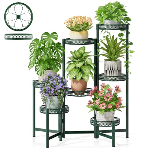 7 Tier Green Indoor Plant Stand OutdoorPlanter Stand Rack for Garden - color: GreenFlower, size: 7-tiers