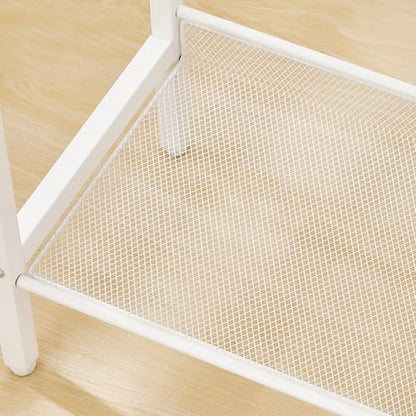 HOOBRO Tall Side Table, 3-Tier Telephone End Table with Adjustable Mesh Shelves, Small Entryway Table with Storage, Small Nightstand for Living Room, Bedroom, Hallway, Office, White WW01DH01G1 - color: White