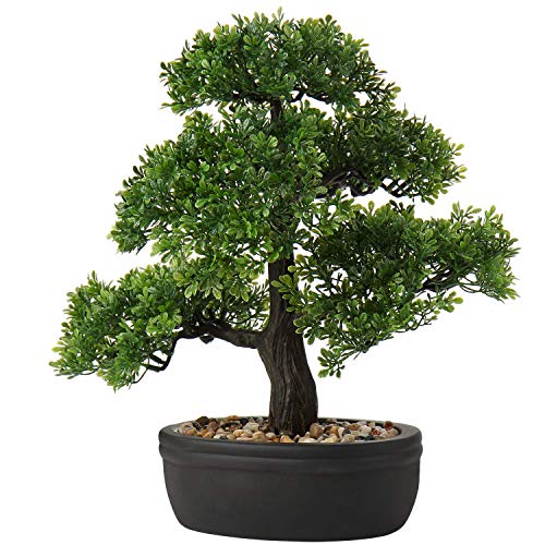 Artificial Bonsai Tree Juniper Faux Plants Indoor Small Fake Plants Decor with Ceramic Pots for Home Table Office Desk Bathroom Shelf Bedroom Living Room Farmhouse Decorations - style: 14" Ficus
