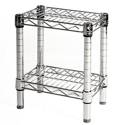 Shelving Inc. 8" d x 18" w Chrome Wire Shelving with 2 Tier Shelves, Weight Capacity 800lbs Per Shelf - size: 8" d x 18" w x 14" h