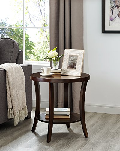 Roundhill Furniture Perth Contemporary Round End Table with Shelf, Espresso - color: Espresso