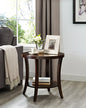 Roundhill Furniture Perth Contemporary Round End Table with Shelf, Espresso - color: Espresso